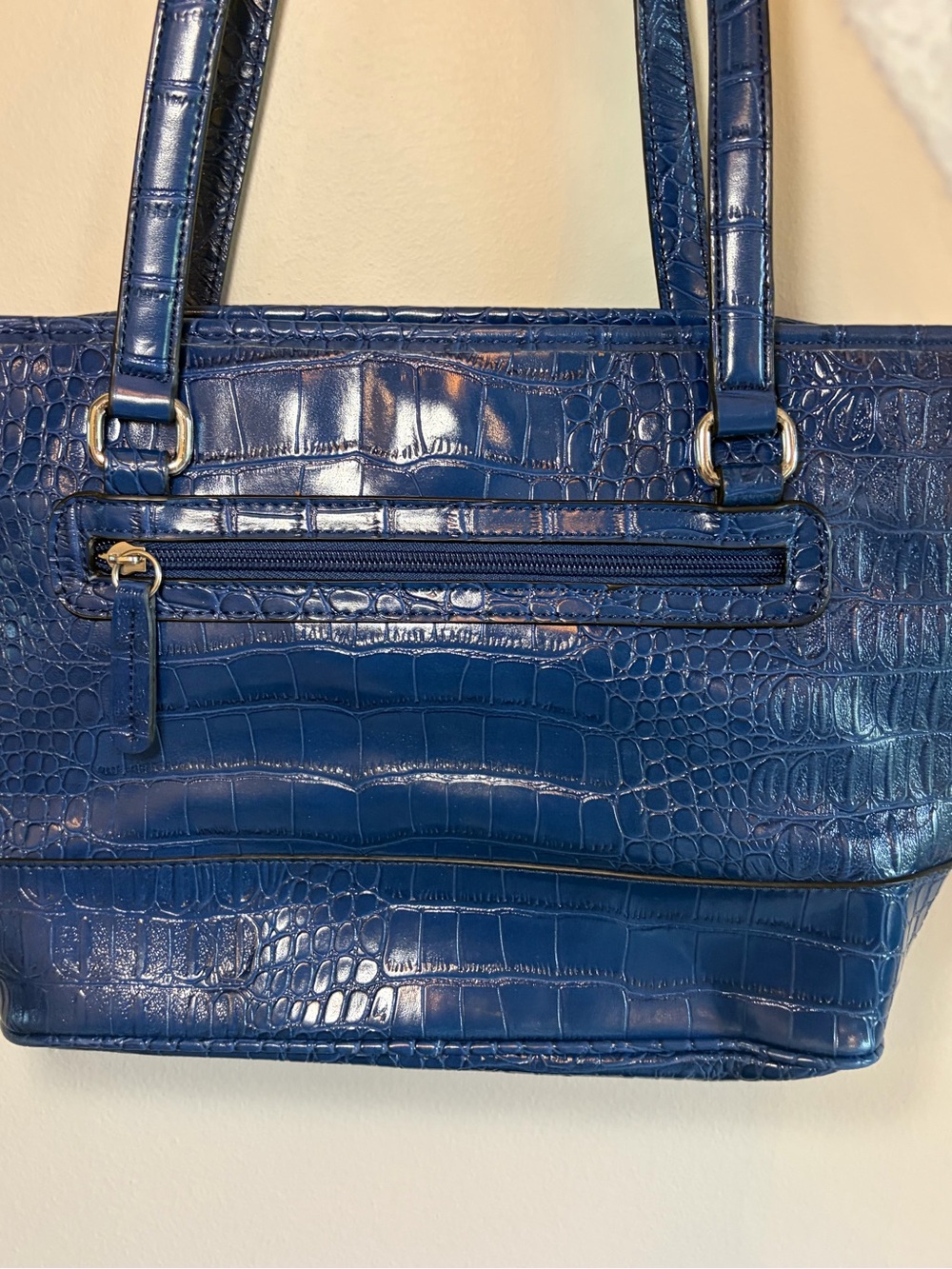 Giani Bernini Blue Croc-Textured Shoulder Tote - Picture 5 of 14